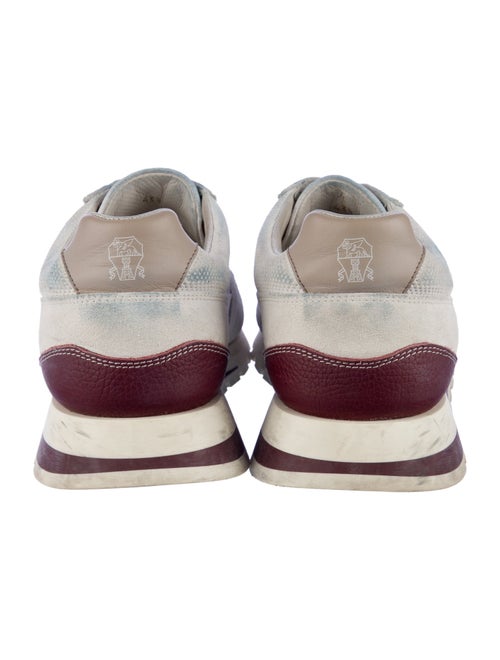 Brunello Cucinelli Suede Colorblock Pattern Sneakers