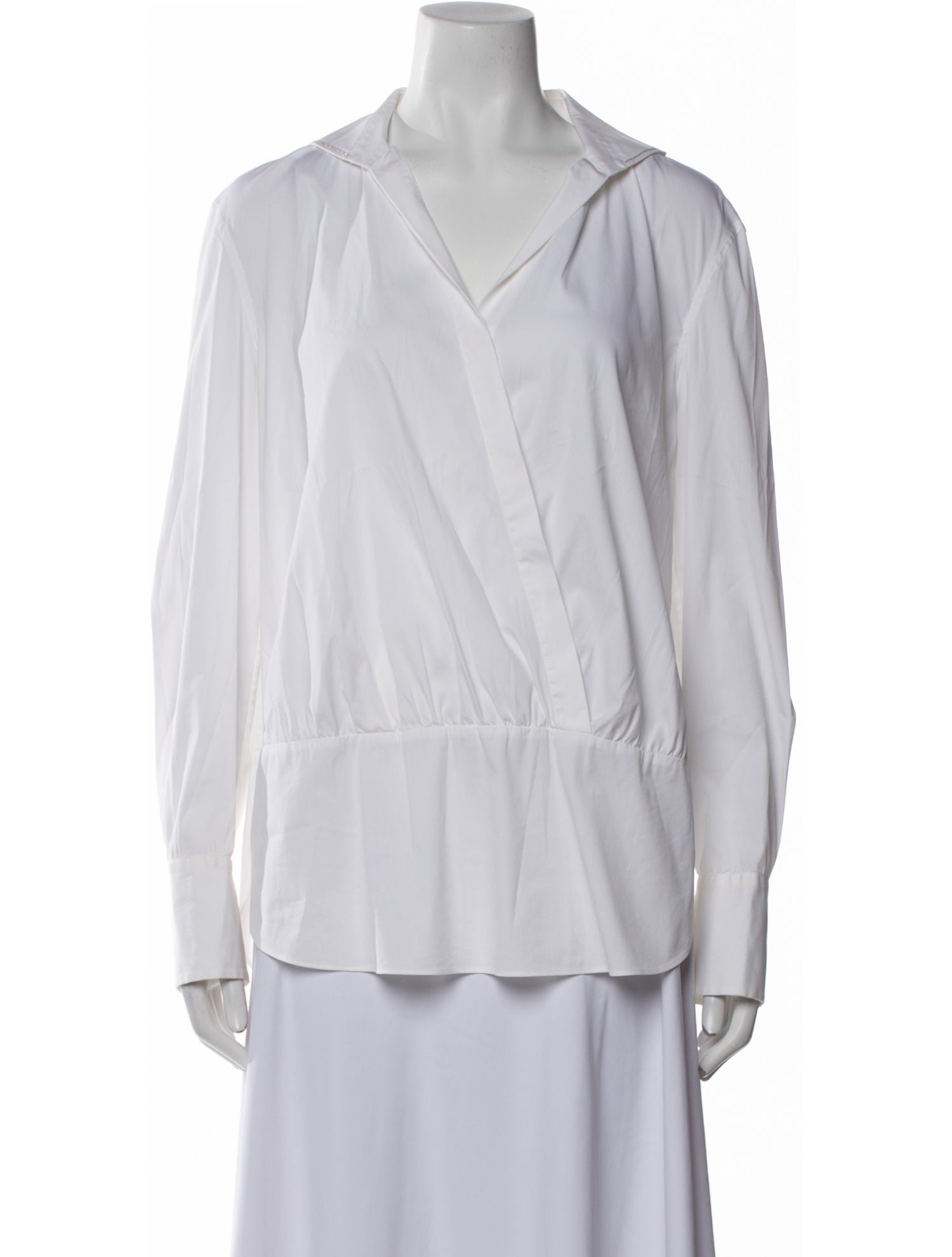 Brunello Cucinelli V-Neck Long Sleeve Blouse