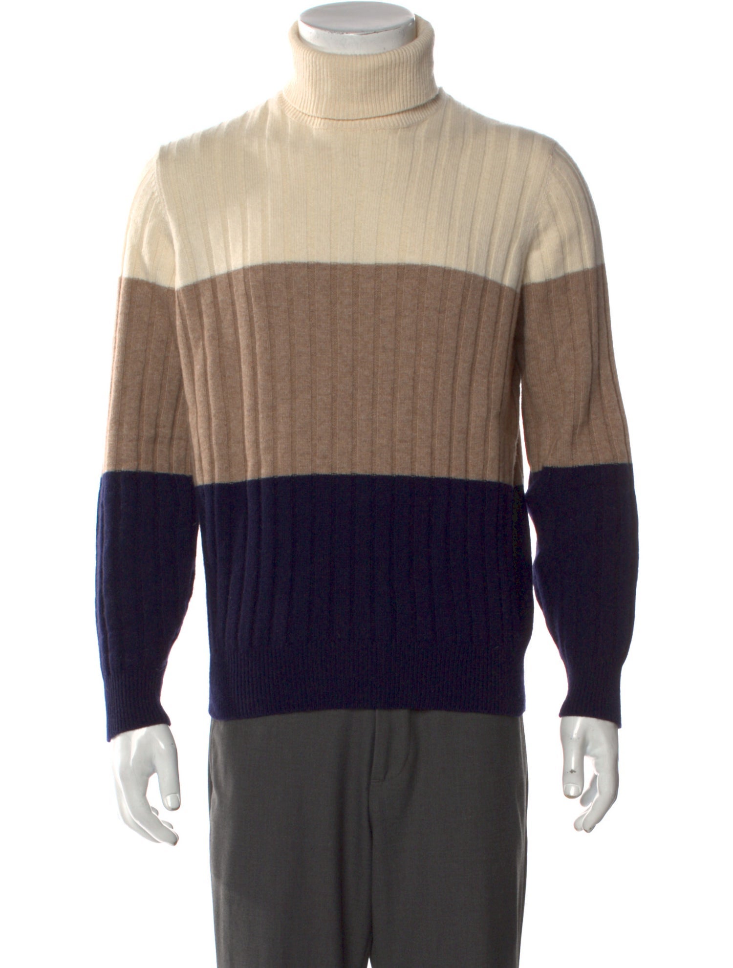 Brunello Cucinelli Colorblock Pattern Turtleneck Pullover