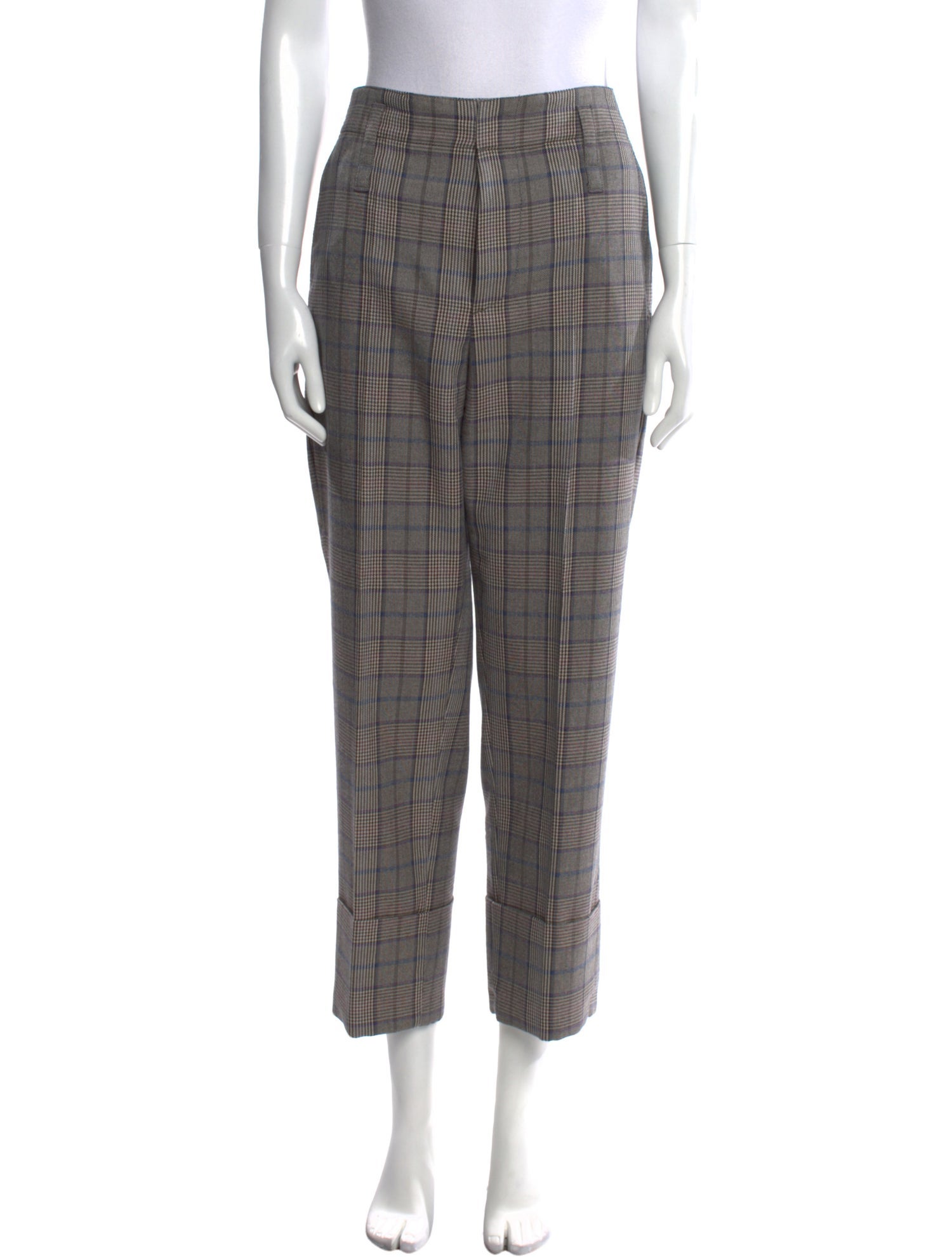 Brunello Cucinelli Plaid Print Straight Leg Pants