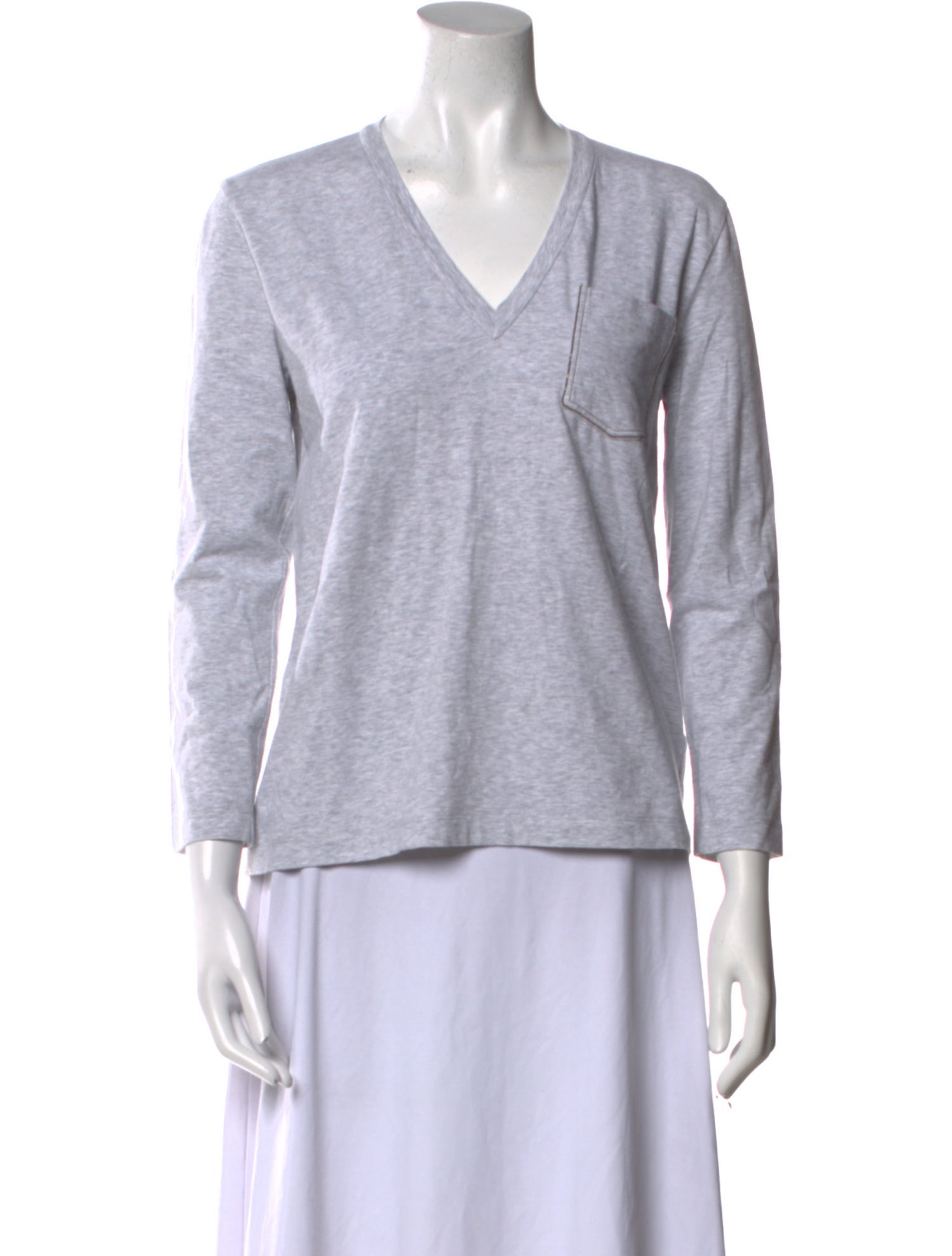 Brunello Cucinelli V-Neck Three-Quarter Sleeve Top