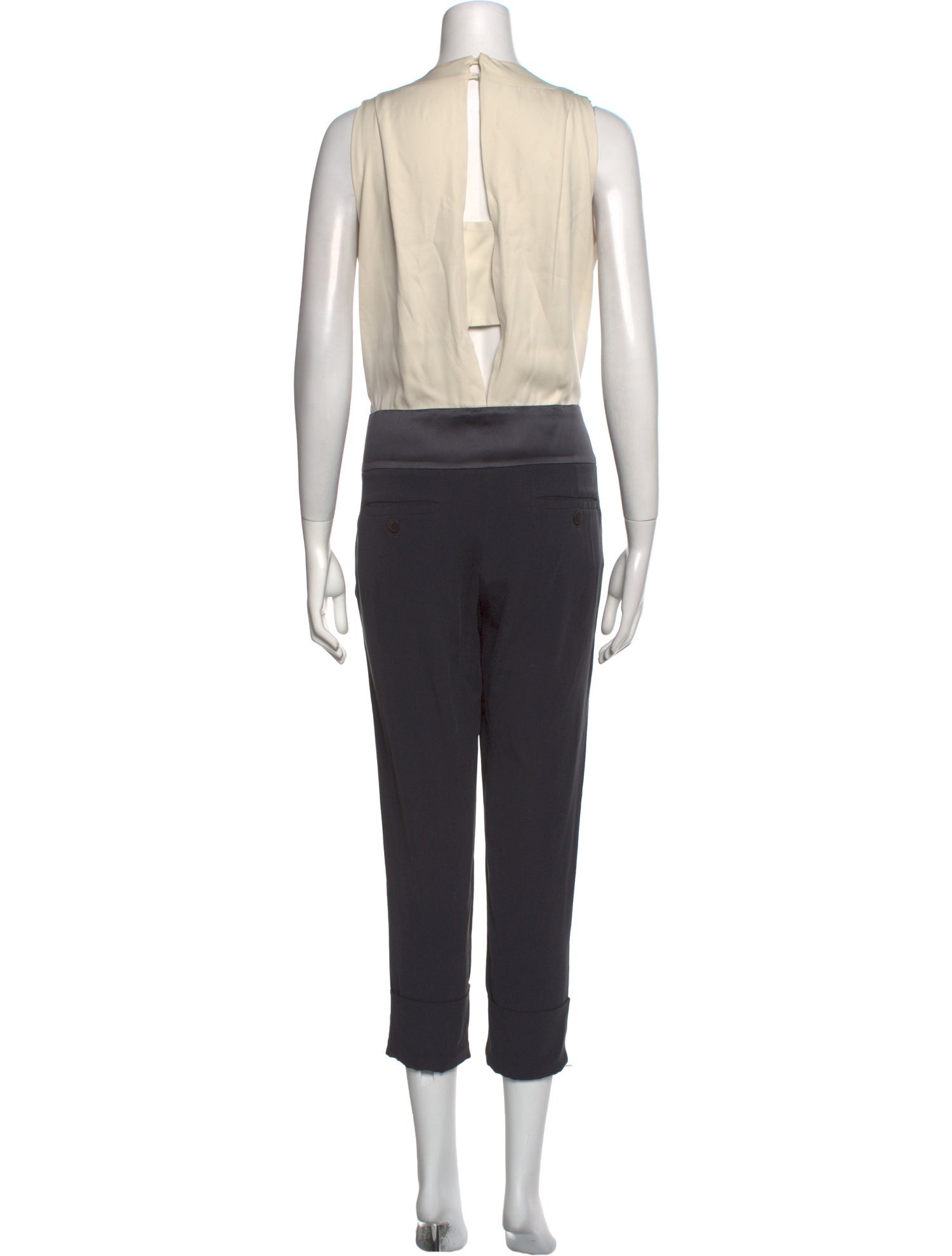 Brunello Cucinelli Colorblock Pattern V-Neck Jumpsuit
