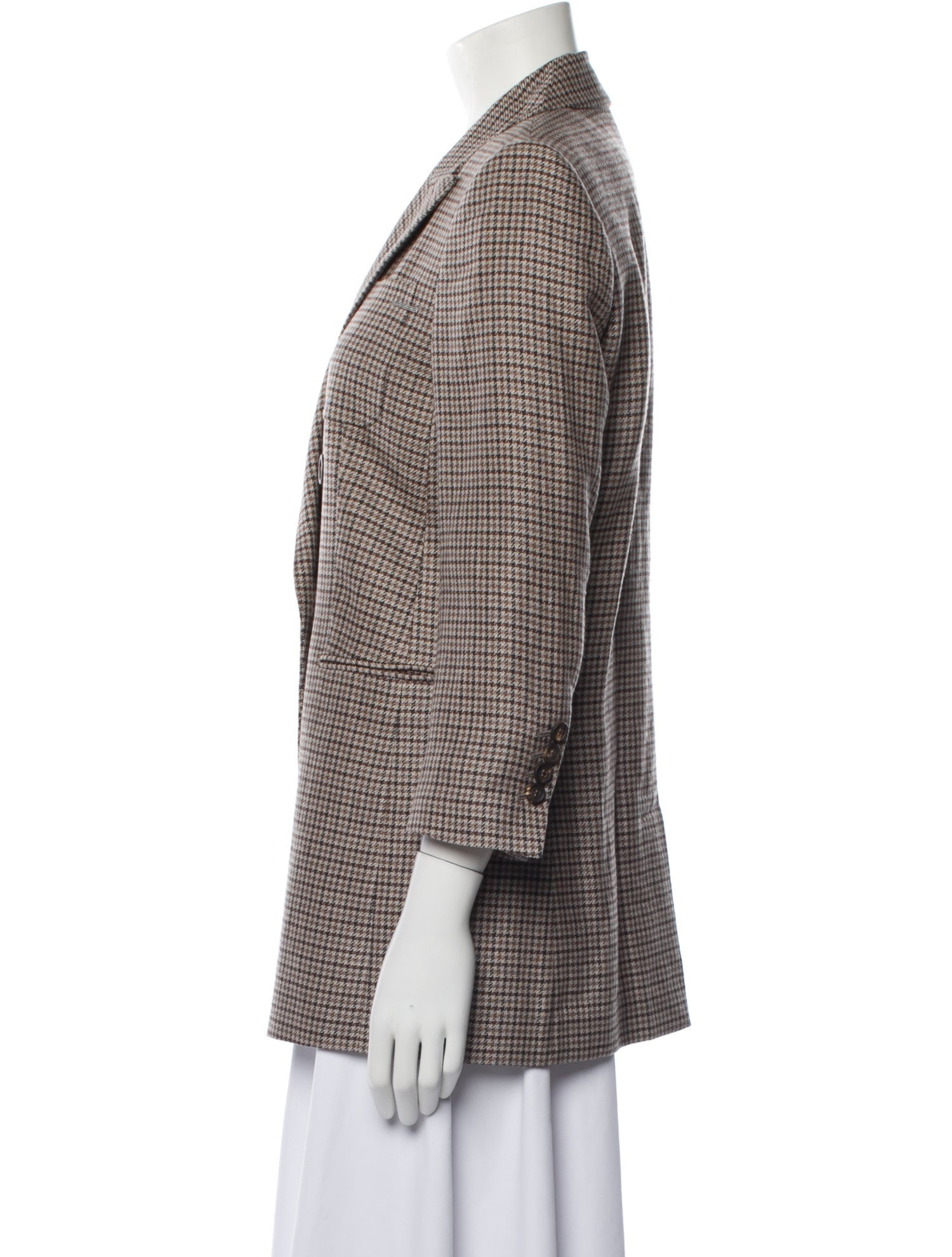 Brunello Cucinelli Linen Houndstooth Print Blazer