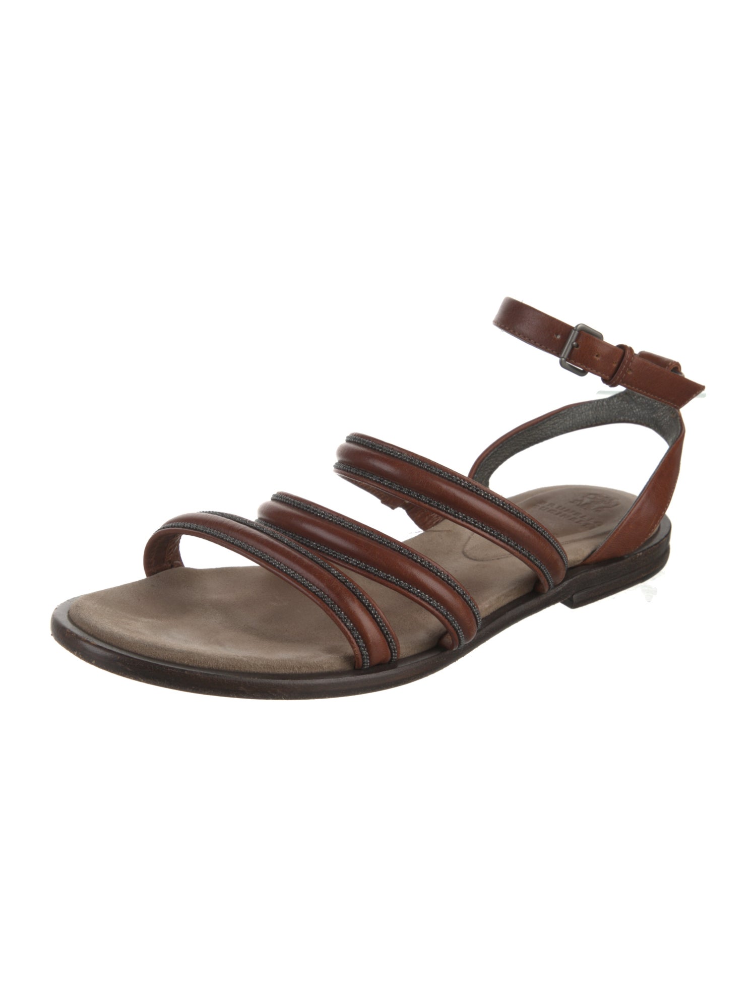 Brunello Cucinelli Monili Leather Gladiator Sandals