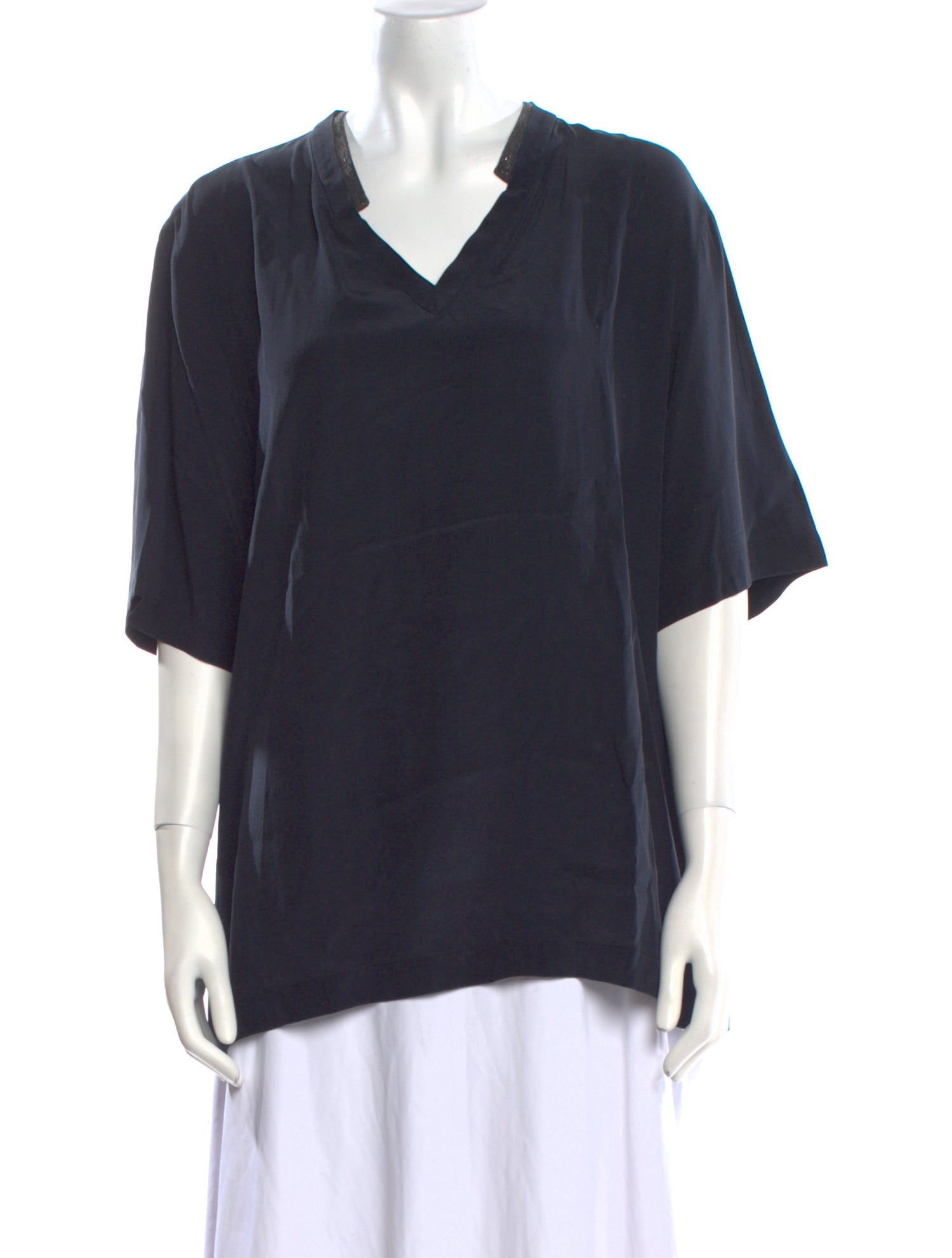 Brunello Cucinelli V-Neck Short Sleeve Blouse