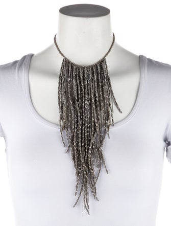 Brunello Cucinelli Monili Beads Fringe Collar Necklace