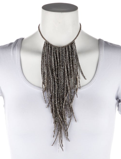 Brunello Cucinelli Monili Beads Fringe Collar Necklace