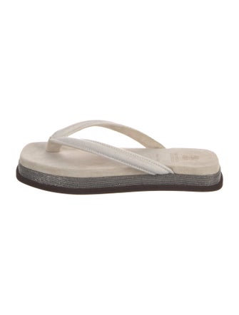 Brunello Cucinelli Monili Suede Flip Flops