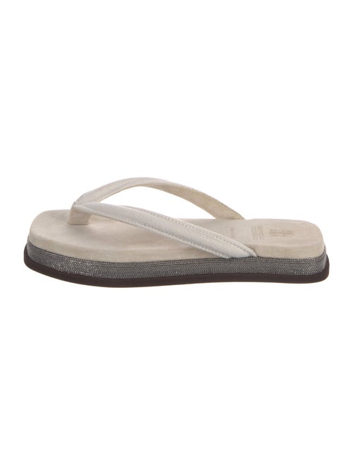 Brunello Cucinelli Monili Suede Flip Flops