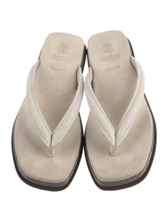 Brunello Cucinelli Monili Suede Flip Flops