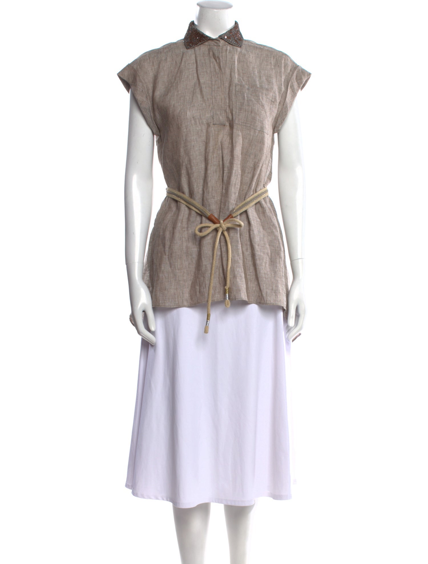 Brunello Cucinelli Mock Neck Short Sleeve Tunic