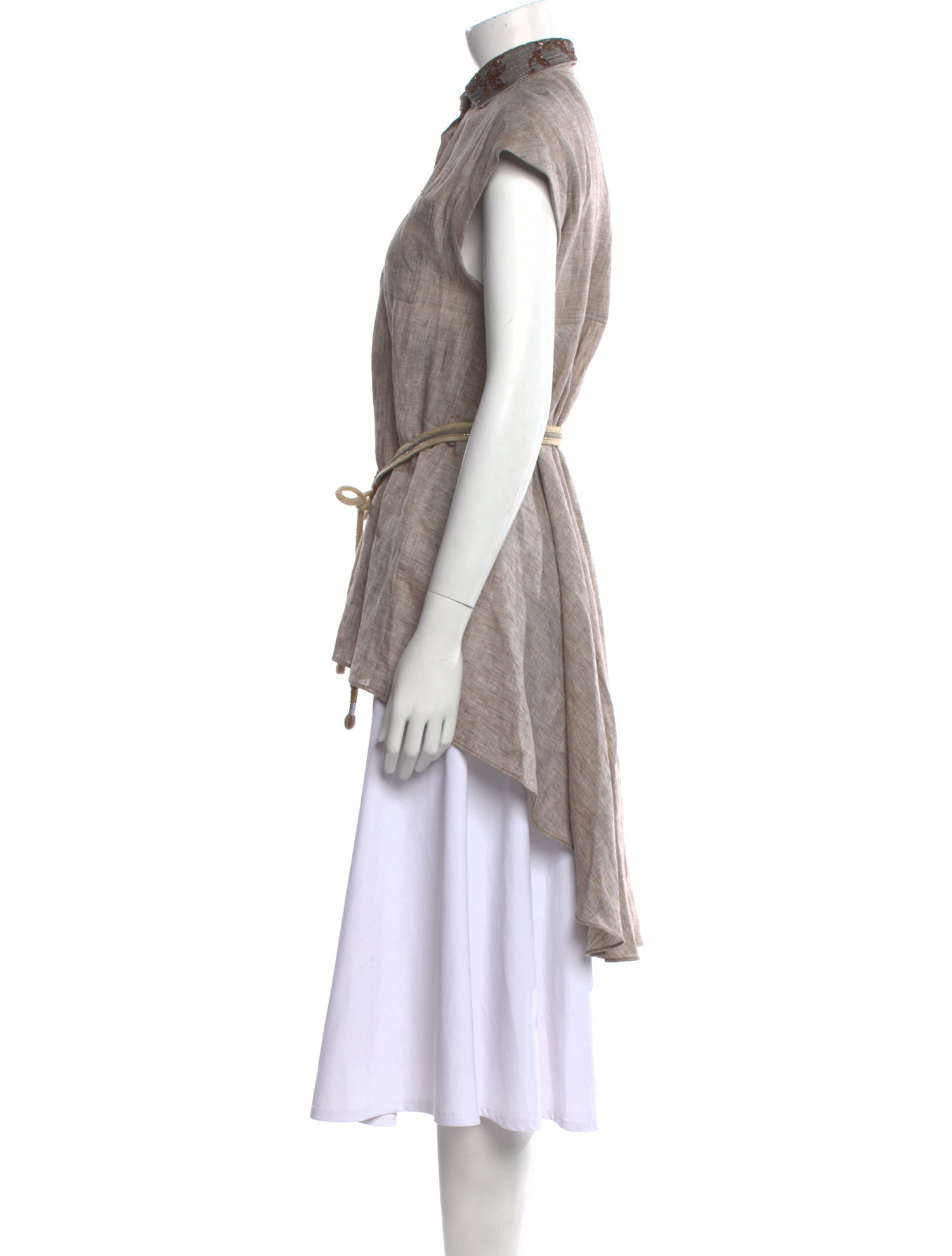 Brunello Cucinelli Mock Neck Short Sleeve Tunic