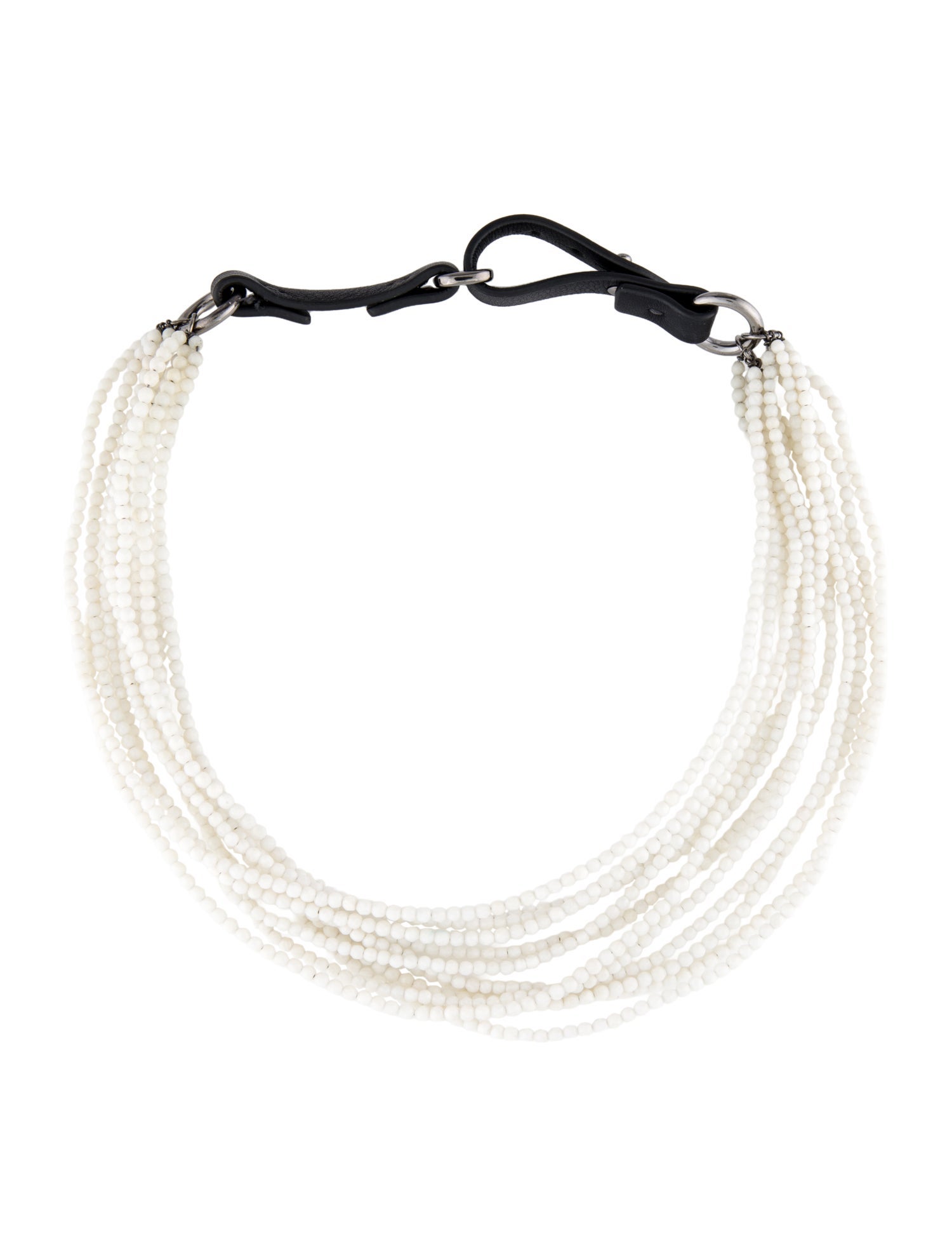 Brunello Cucinelli Leather & Coral Bead Multistrand Necklace