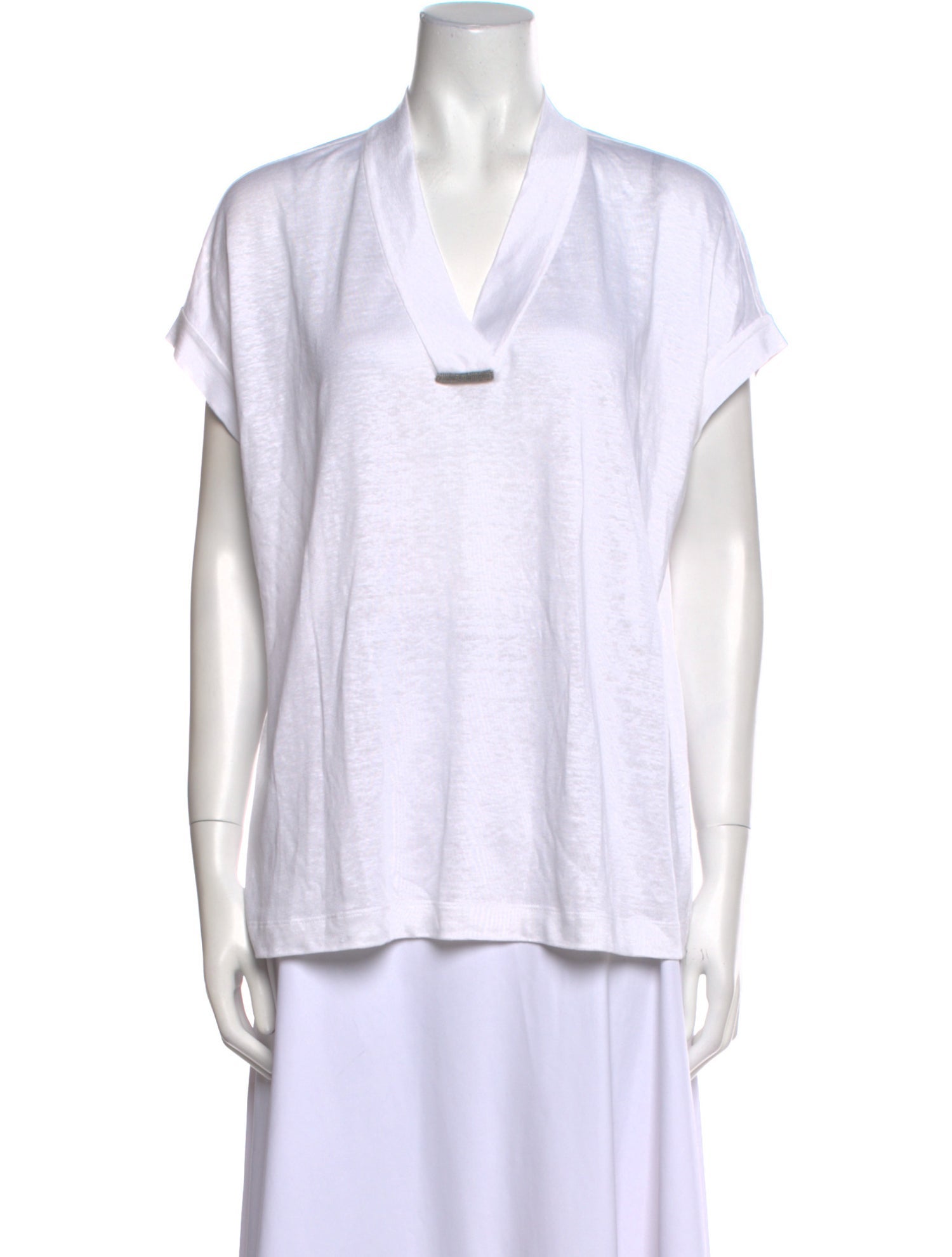 Brunello Cucinelli Linen V-Neck T-Shirt