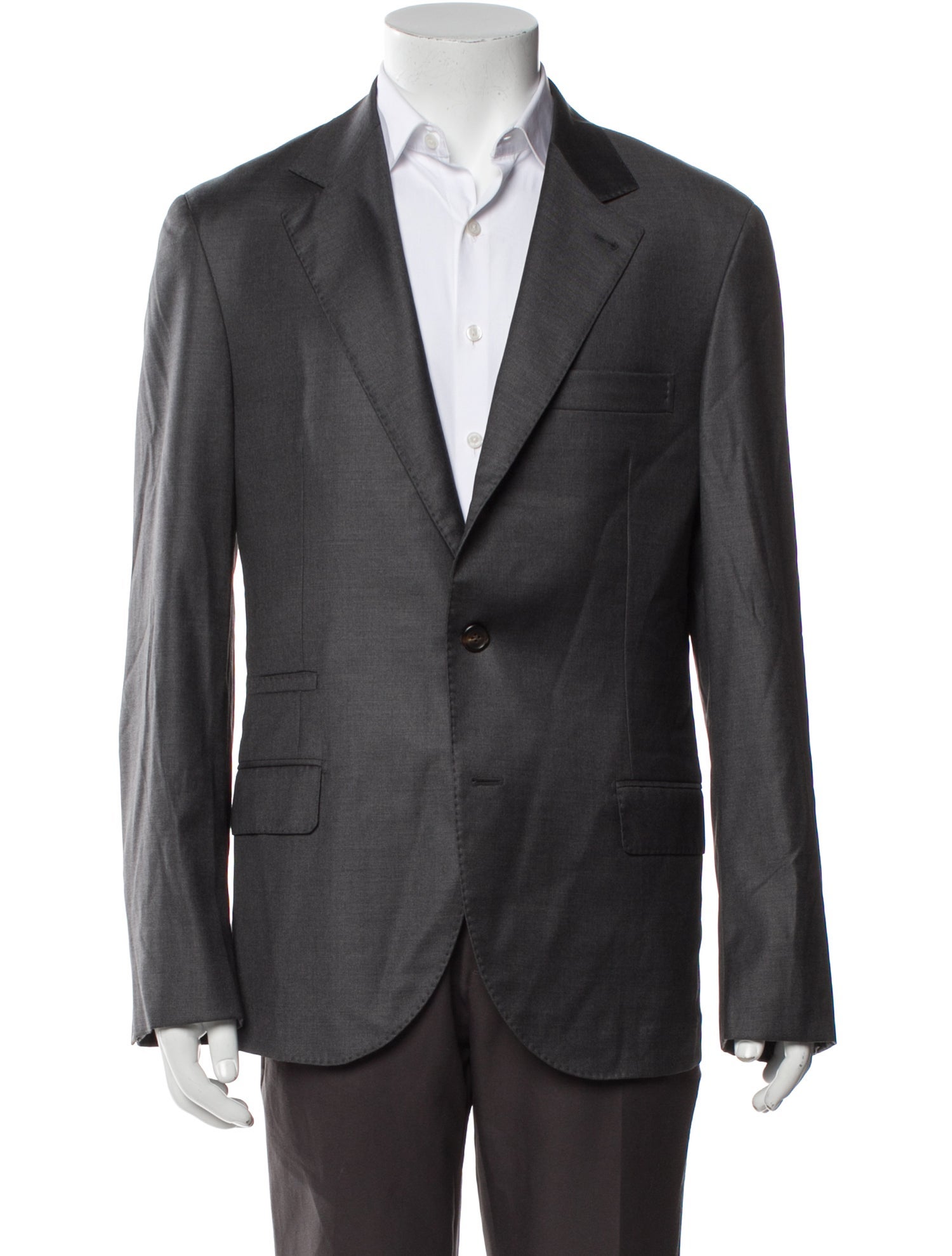 Brunello Cucinelli Wool Leather Trim Embellishment Blazer
