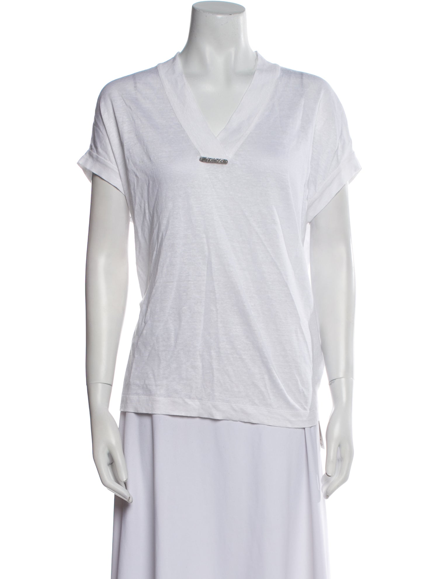 Brunello Cucinelli Linen V-Neck T-Shirt
