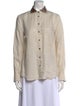 Brunello Cucinelli Linen Long Sleeve Button-Up Top