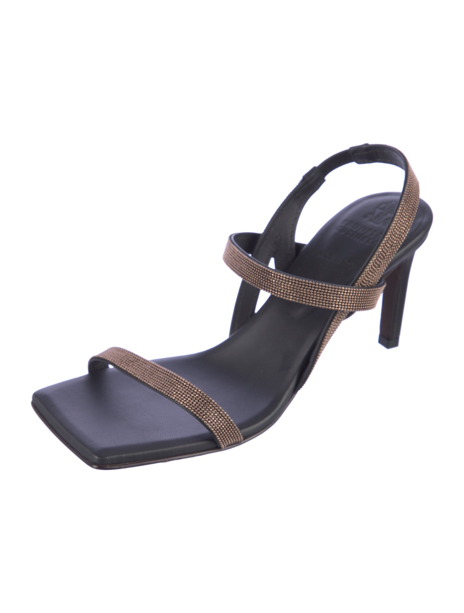 Brunello Cucinelli Monili Leather Slingback Sandals
