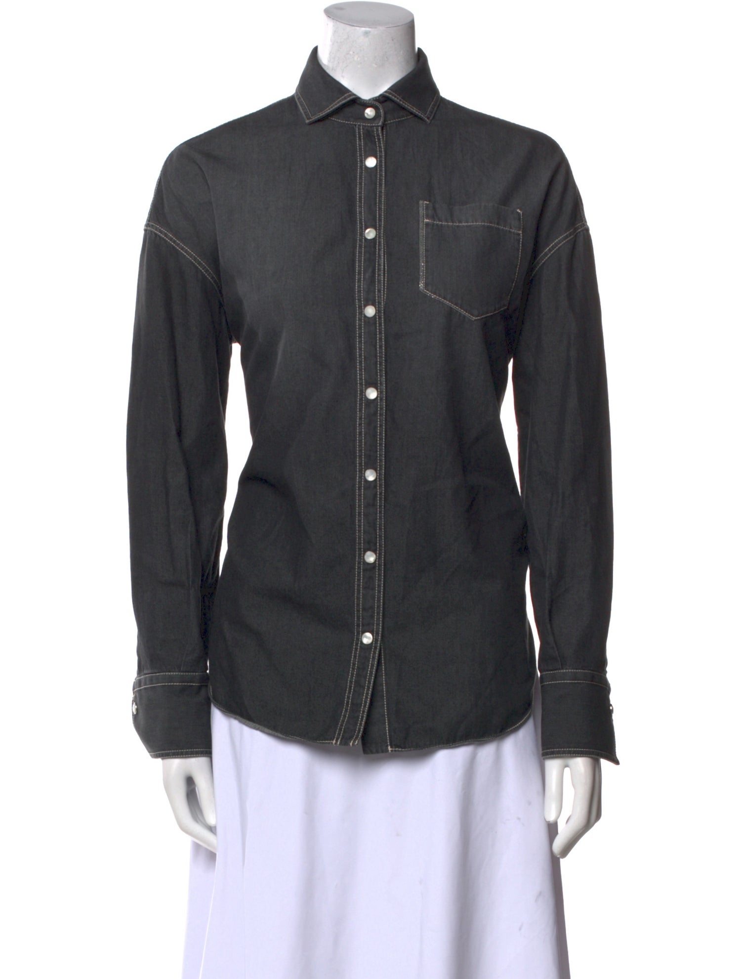 Brunello Cucinelli Long Sleeve Button-Up Top