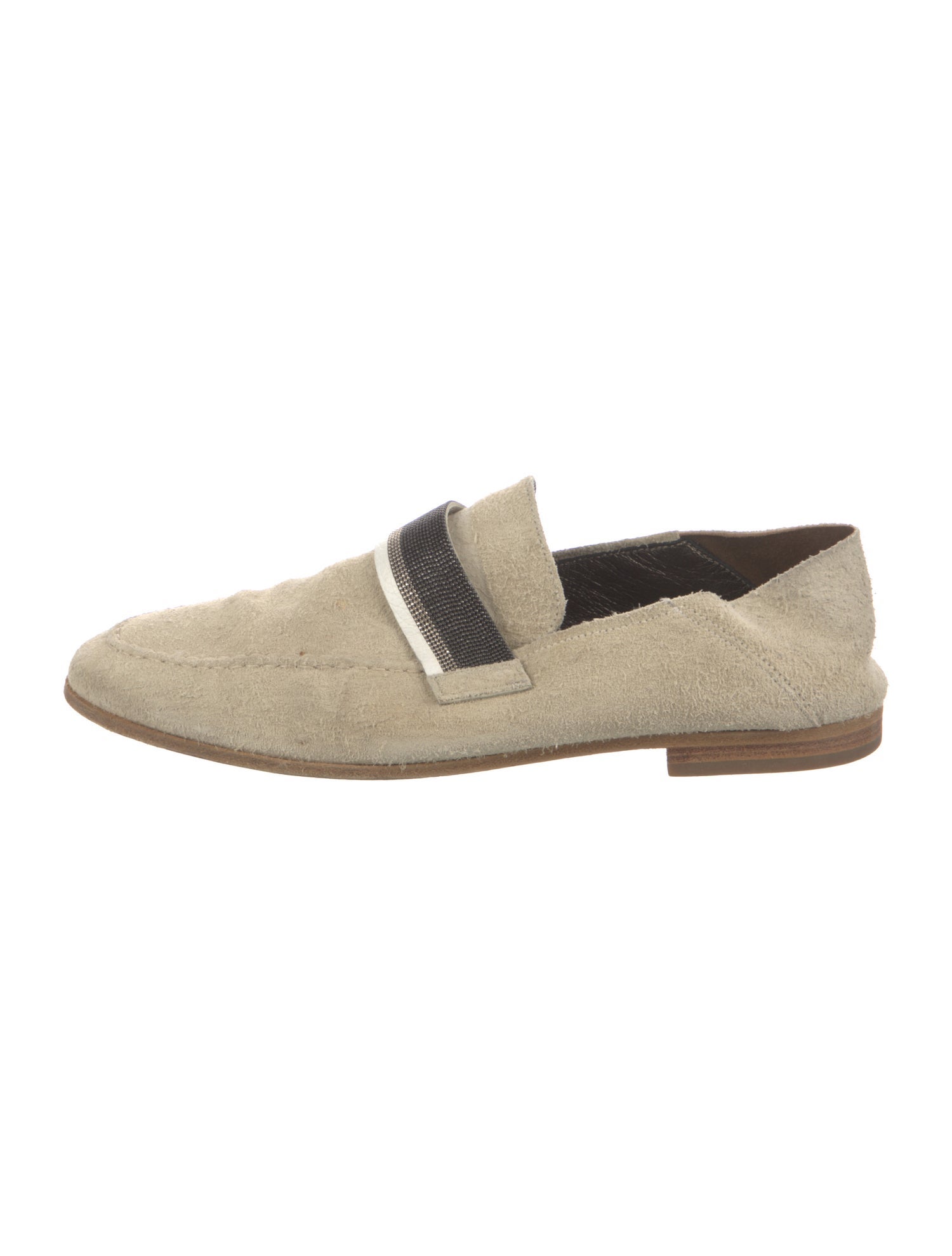 Brunello Cucinelli Suede Beaded Accents Loafers