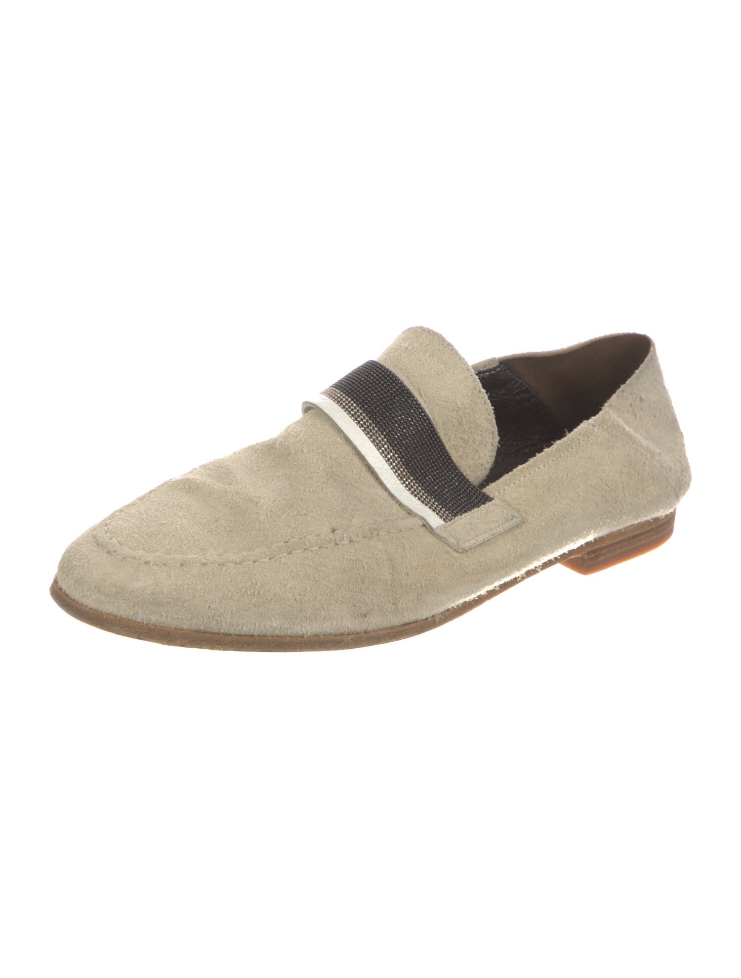 Brunello Cucinelli Suede Beaded Accents Loafers