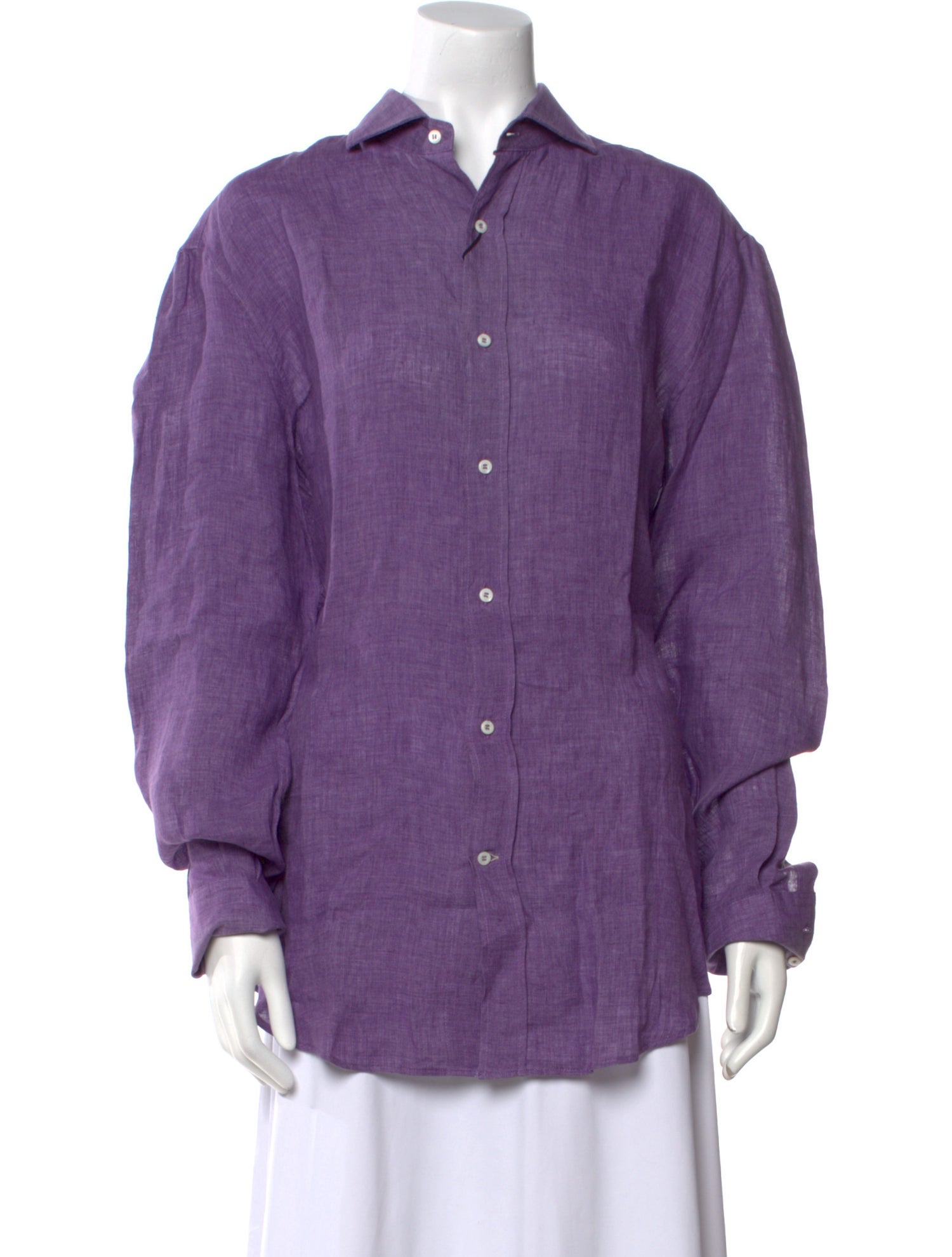 Brunello Cucinelli Linen Long Sleeve Button-Up Top w/ Tags
