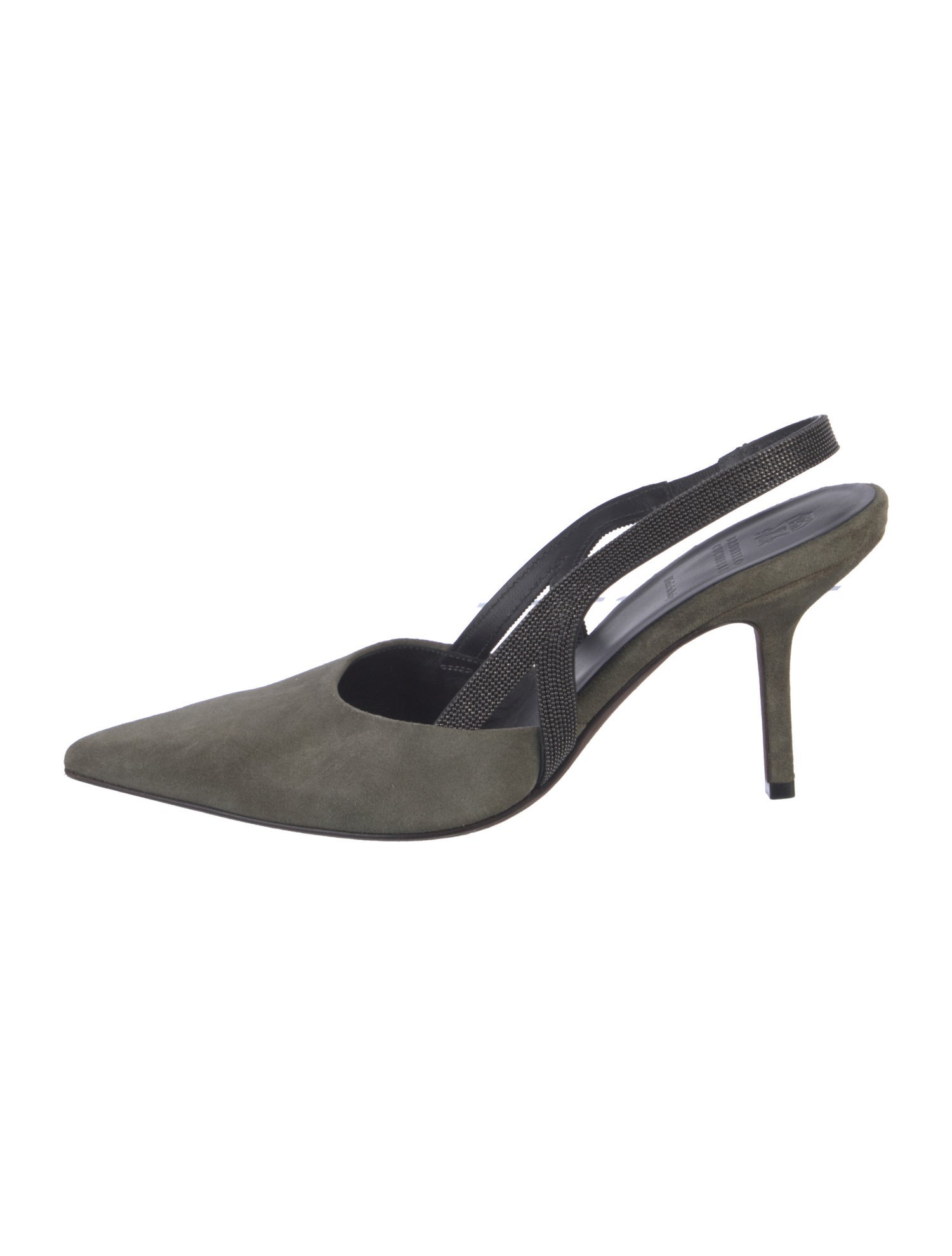 Brunello Cucinelli Monili Suede Slingback Pumps