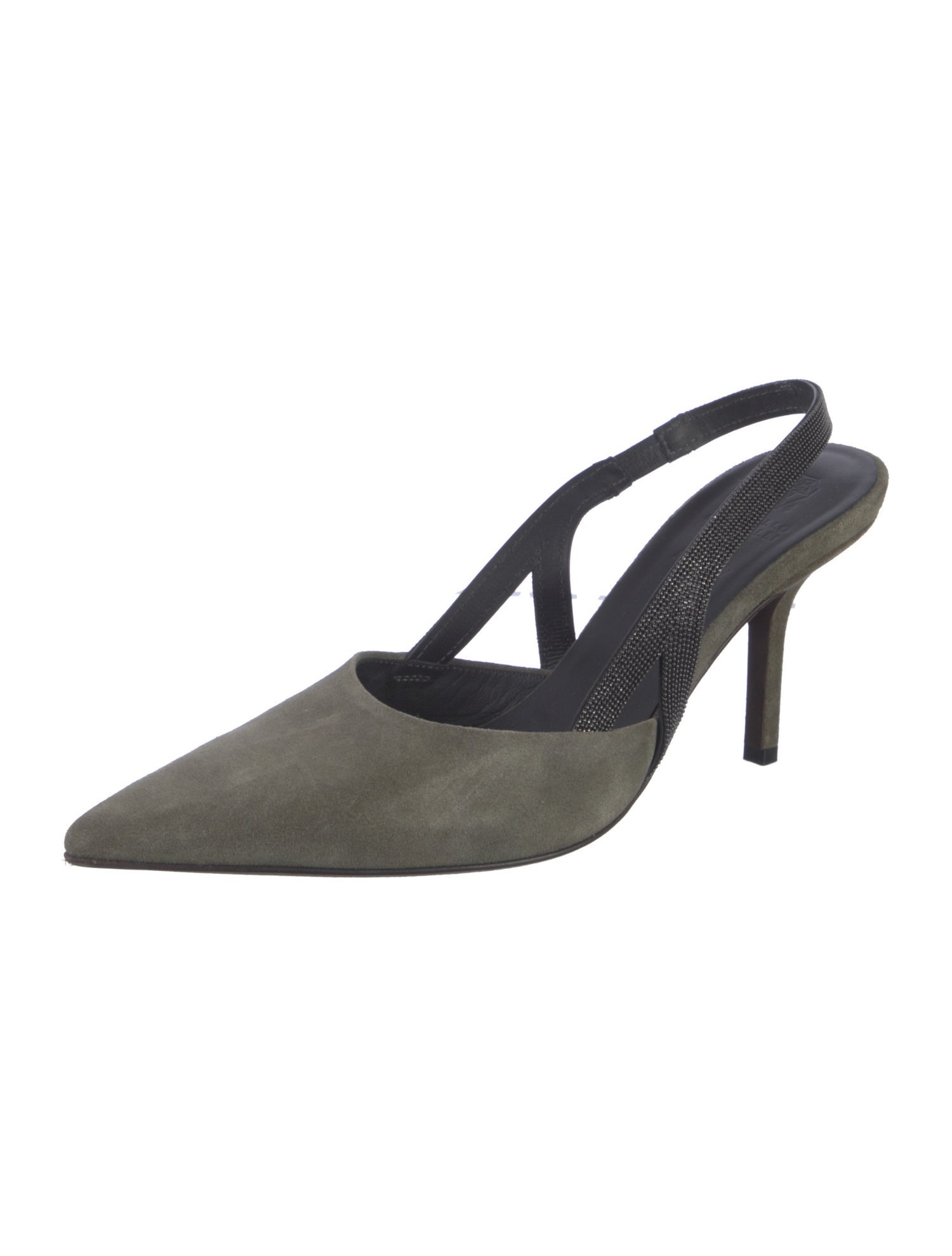 Brunello Cucinelli Monili Suede Slingback Pumps