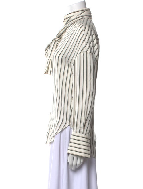 Brunello Cucinelli Silk Striped Button-Up Top