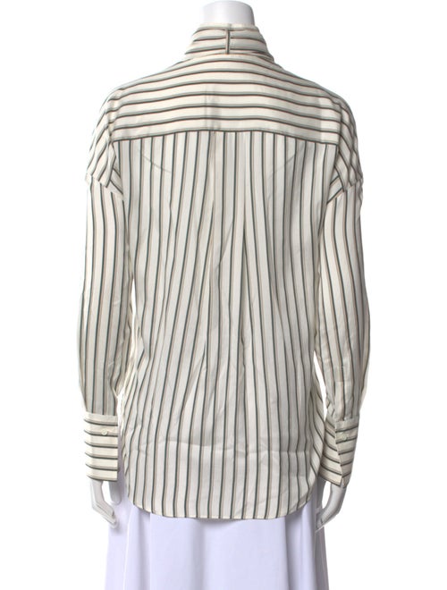 Brunello Cucinelli Silk Striped Button-Up Top
