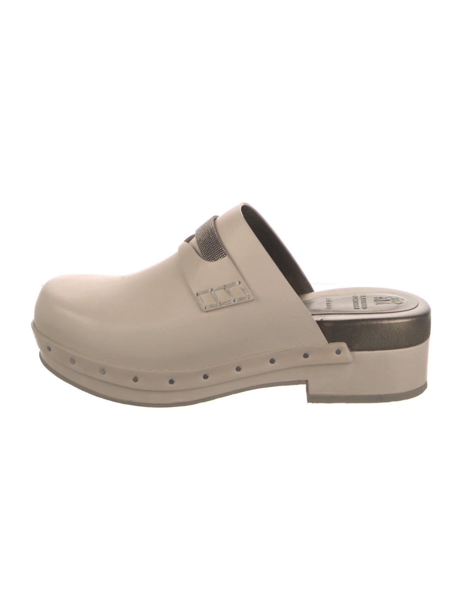 Brunello Cucinelli Leather Studded Accents Mules