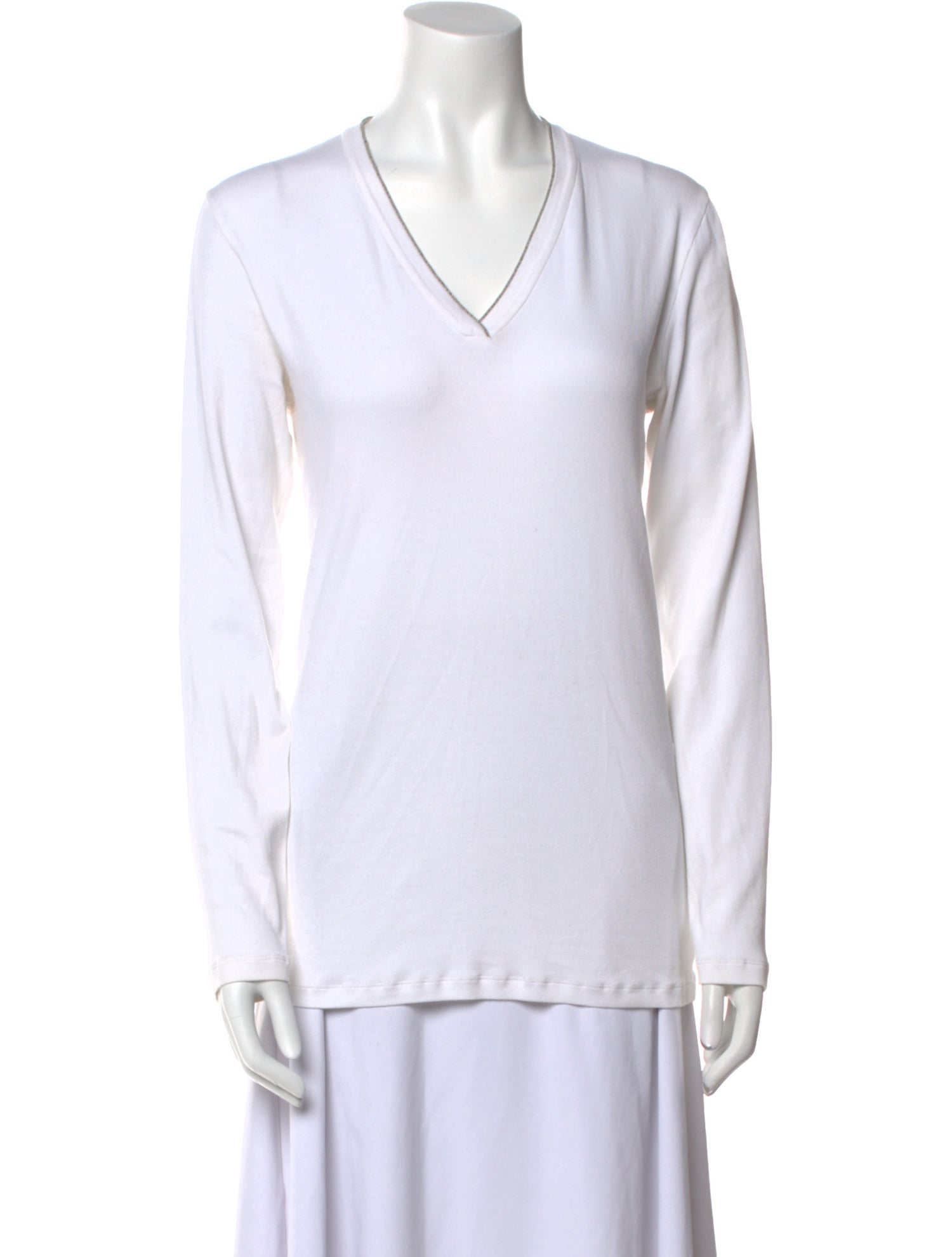 Brunello Cucinelli V-Neck Long Sleeve Top