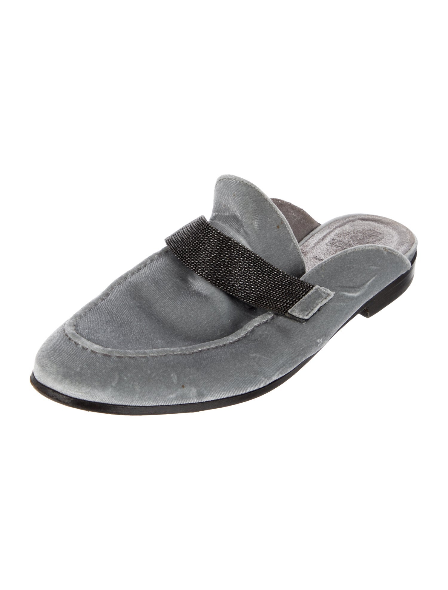 Brunello Cucinelli Monili Velvet Mules