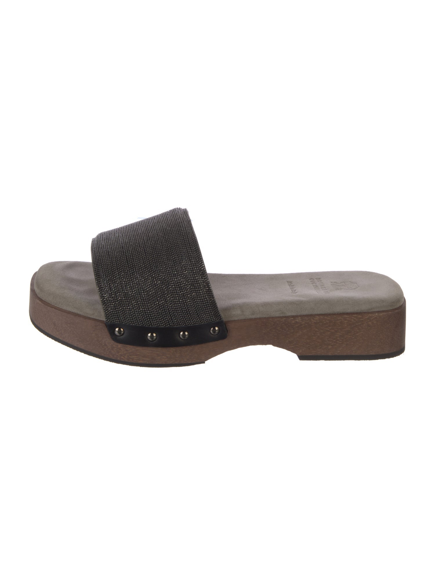 Brunello Cucinelli Monili Suede Slides