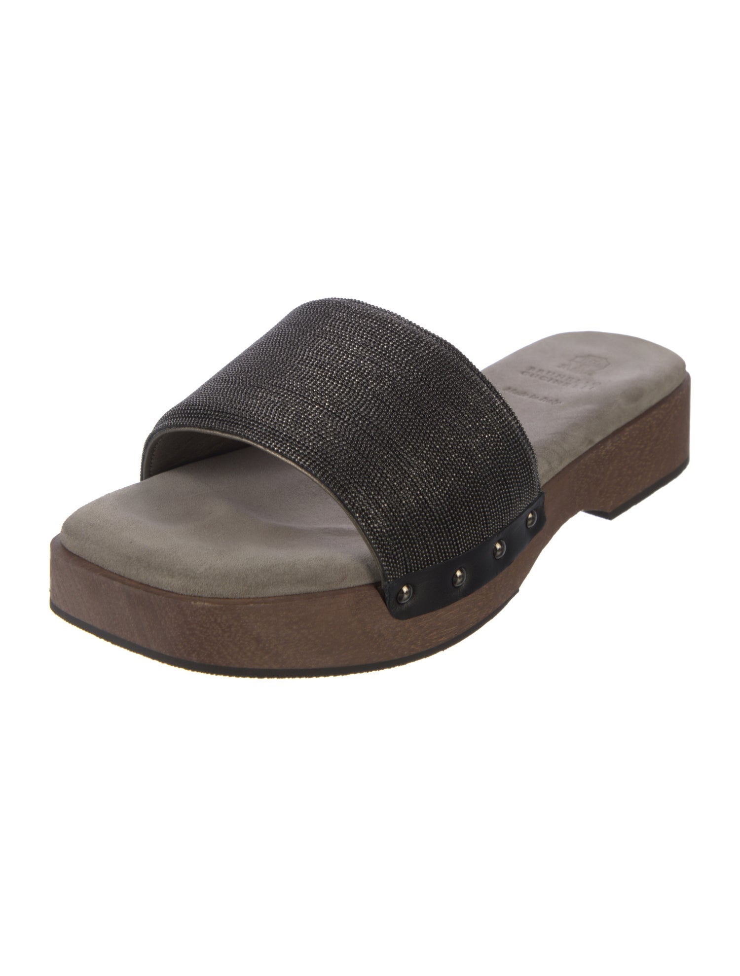 Brunello Cucinelli Monili Suede Slides