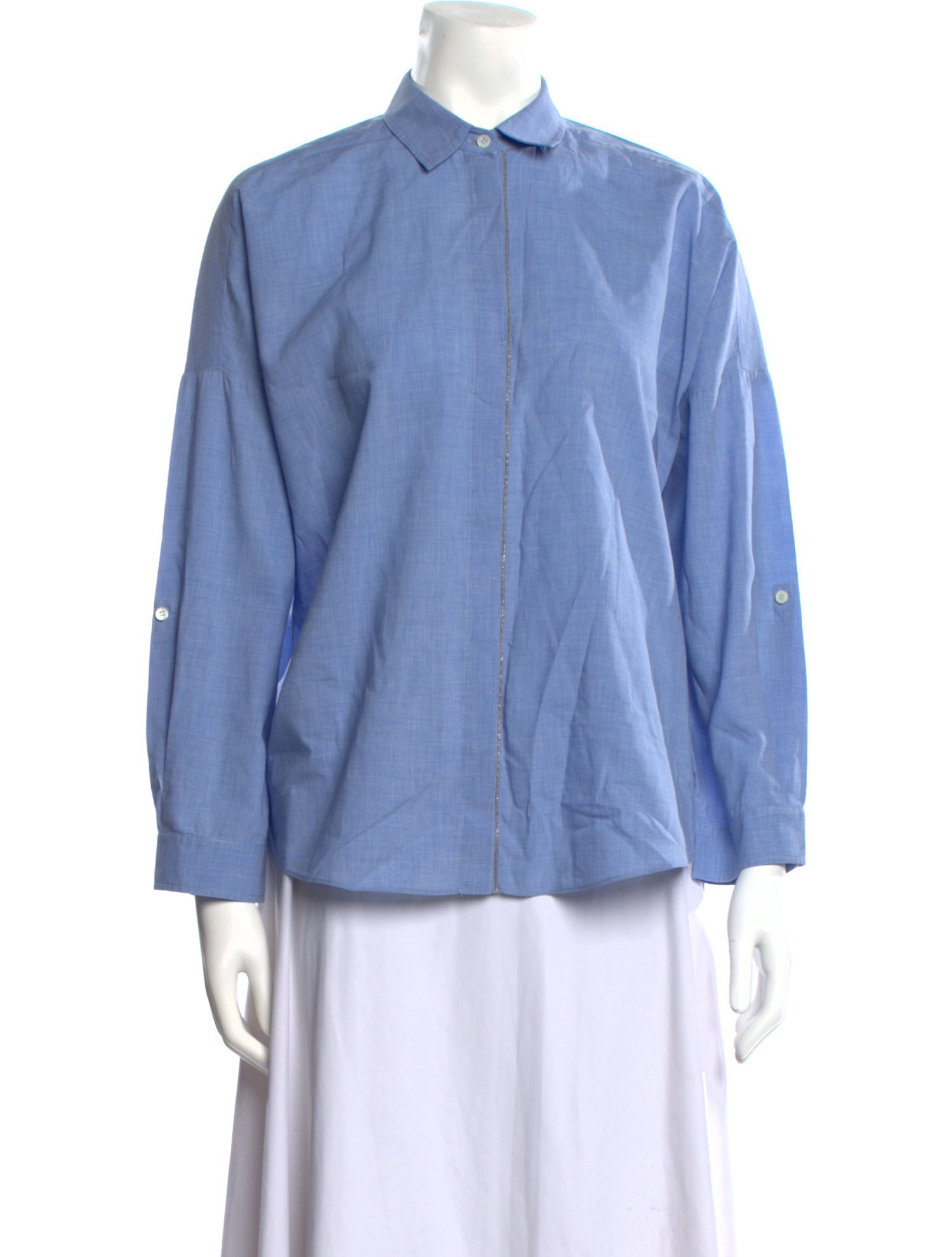 Brunello Cucinelli Long Sleeve Button-Up Top
