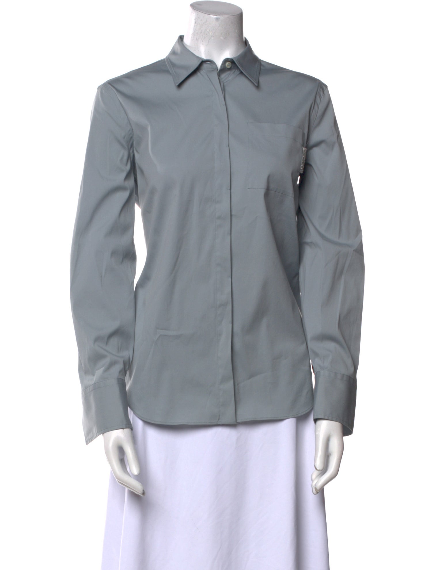 Brunello Cucinelli Long Sleeve Button-Up Top