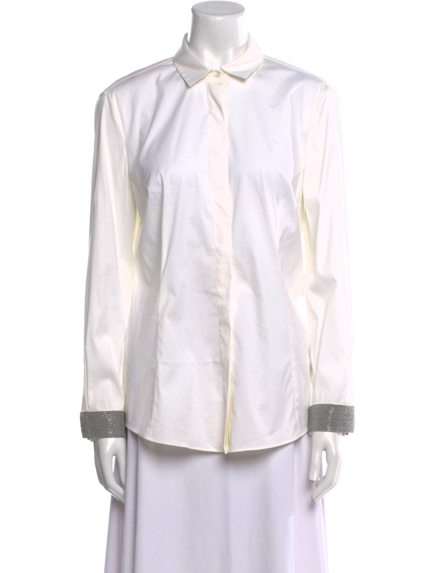 Brunello Cucinelli Long Sleeve Button-Up Top