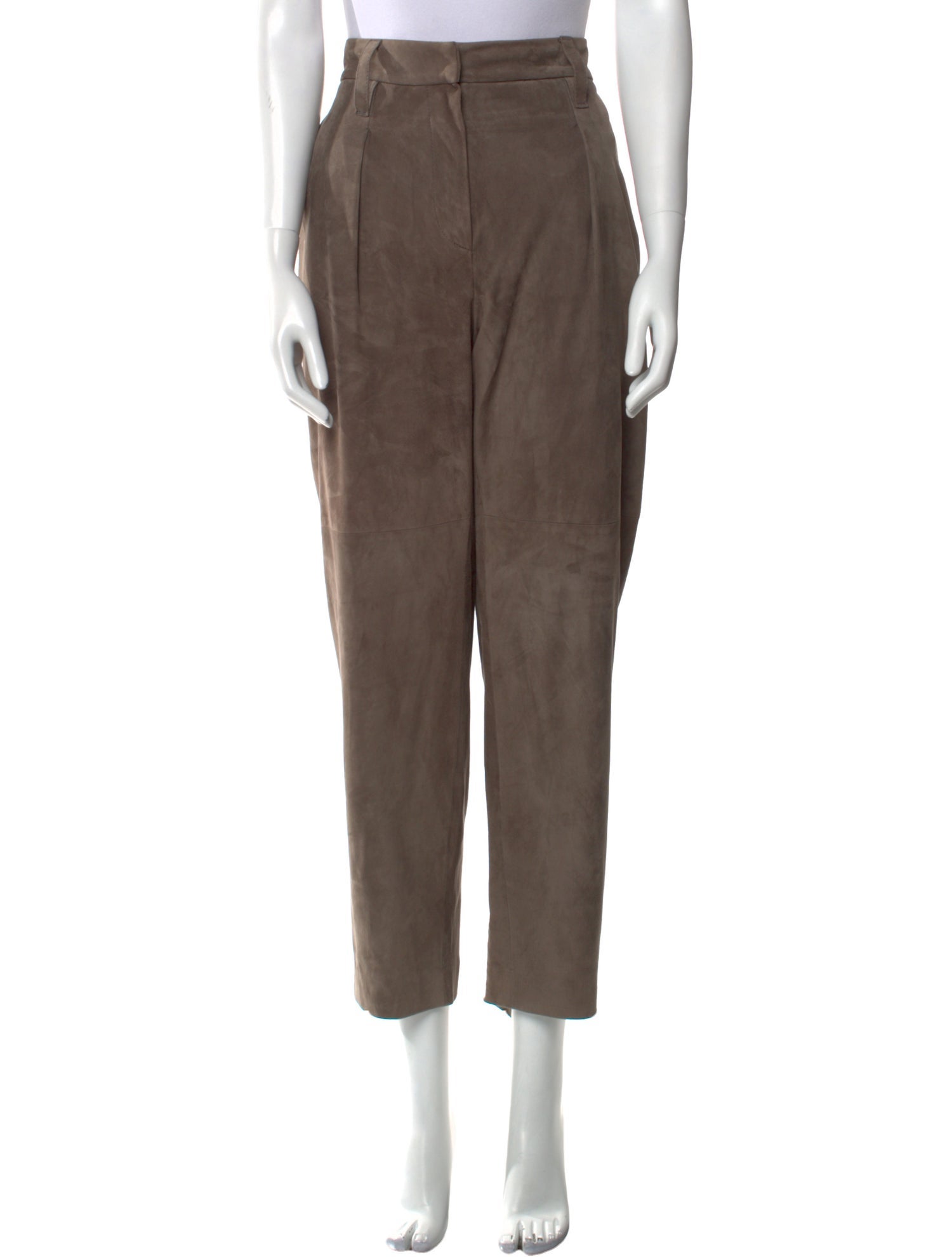 Brunello Cucinelli Leather Straight Leg Pants
