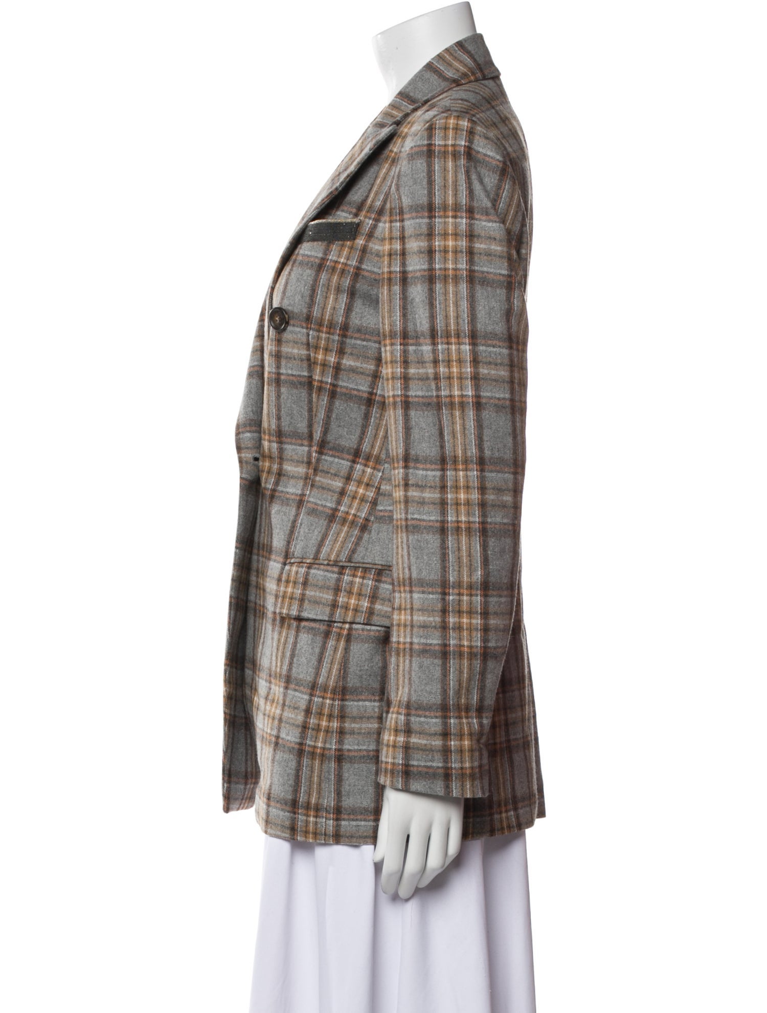 Brunello Cucinelli Wool Plaid Print Blazer