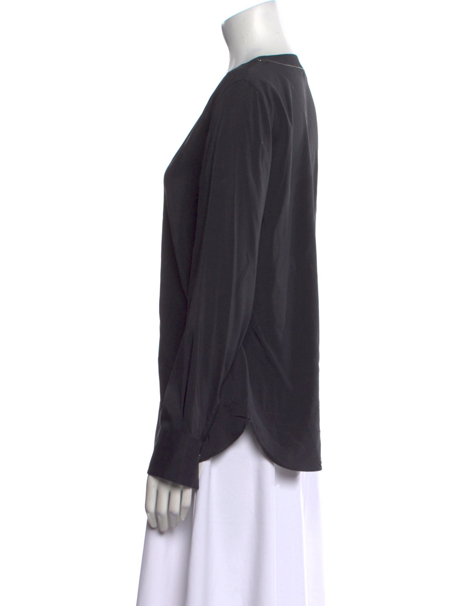 Brunello Cucinelli Silk V-Neck Blouse