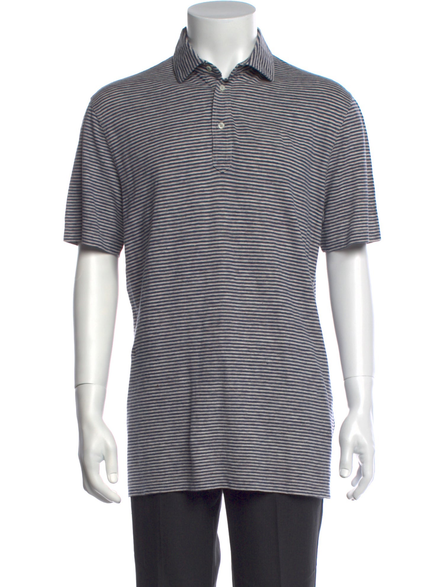 Brunello Cucinelli Linen Striped Polo Shirt