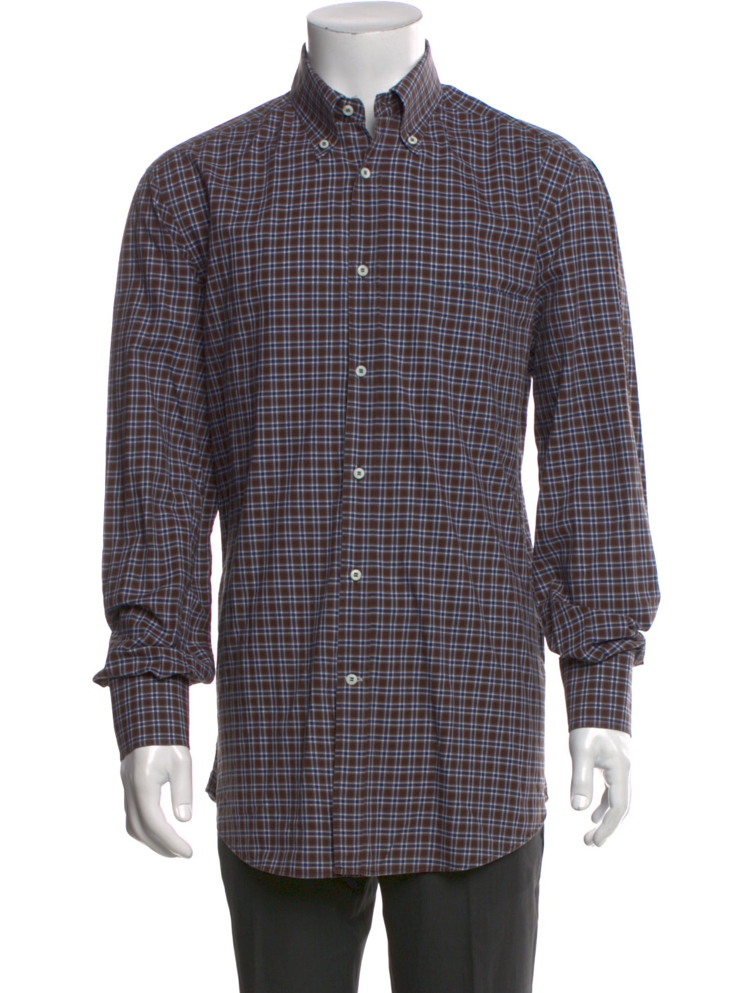 Brunello Cucinelli Plaid Print Long Sleeve Shirt