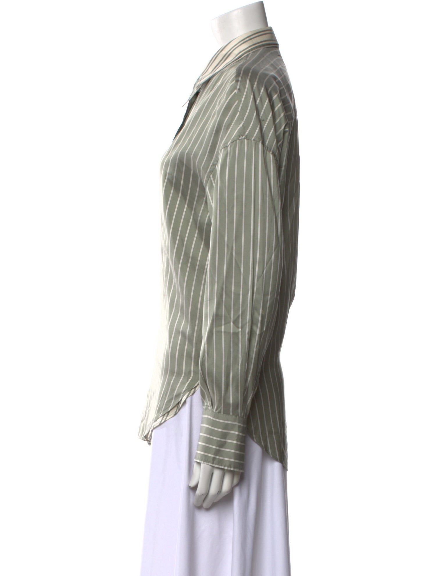Brunello Cucinelli Silk Striped Button-Up Top