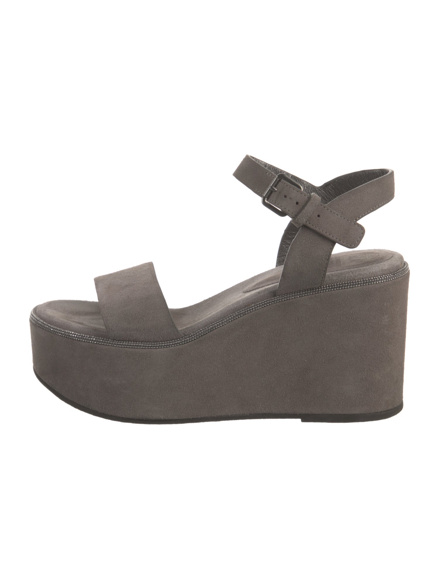 Brunello Cucinelli Suede Beaded Accents Sandals