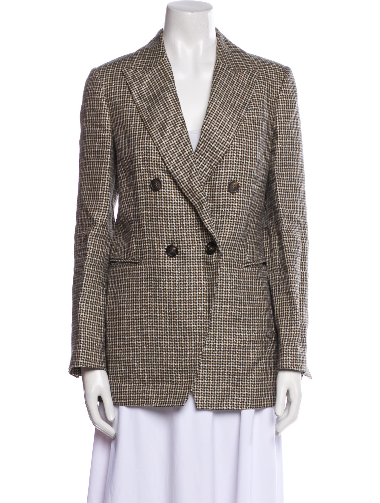 Brunello Cucinelli Linen Plaid Print Blazer
