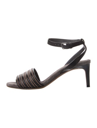 Brunello Cucinelli Suede Beaded Accents Sandals