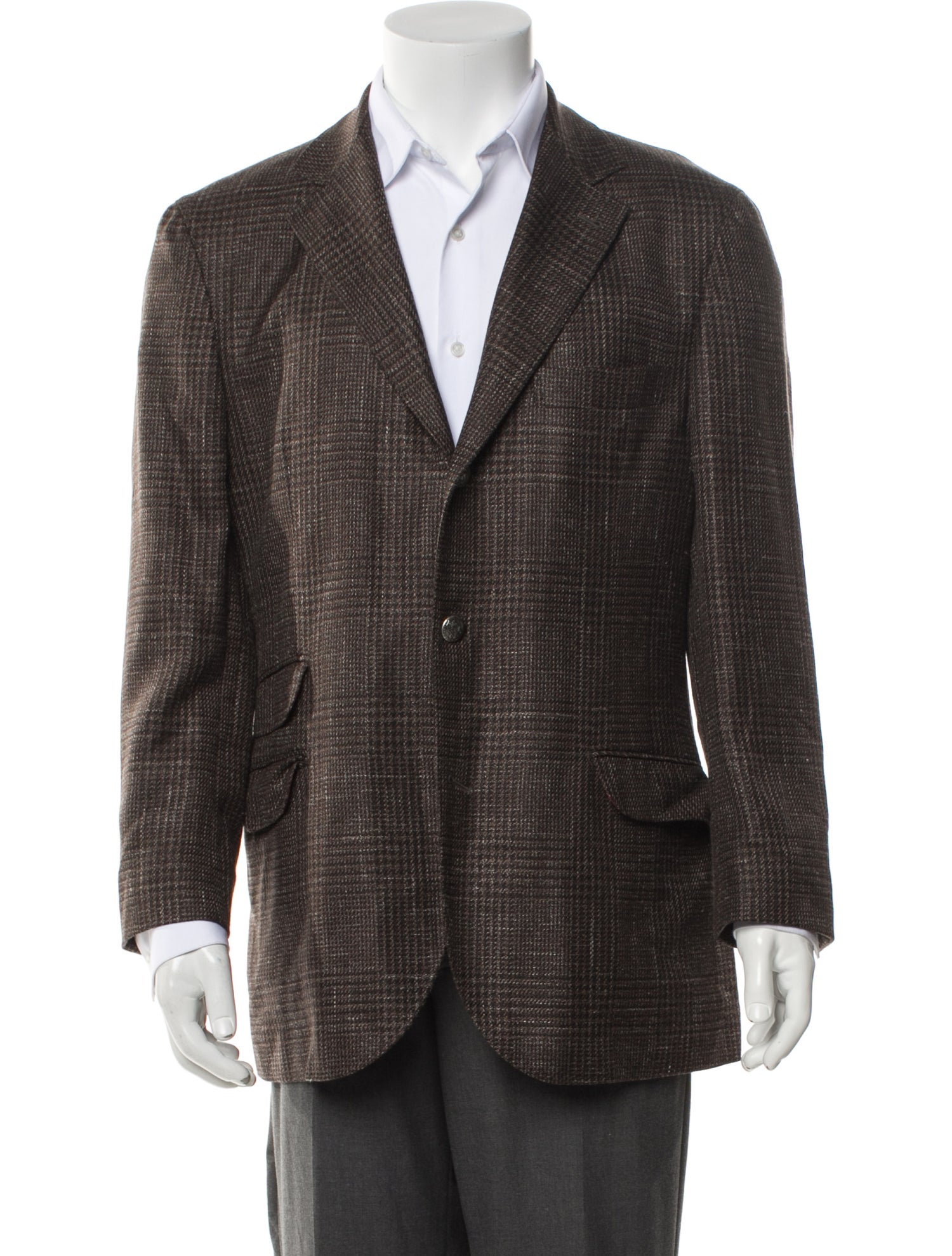 Brunello Cucinelli Wool Houndstooth Print Blazer