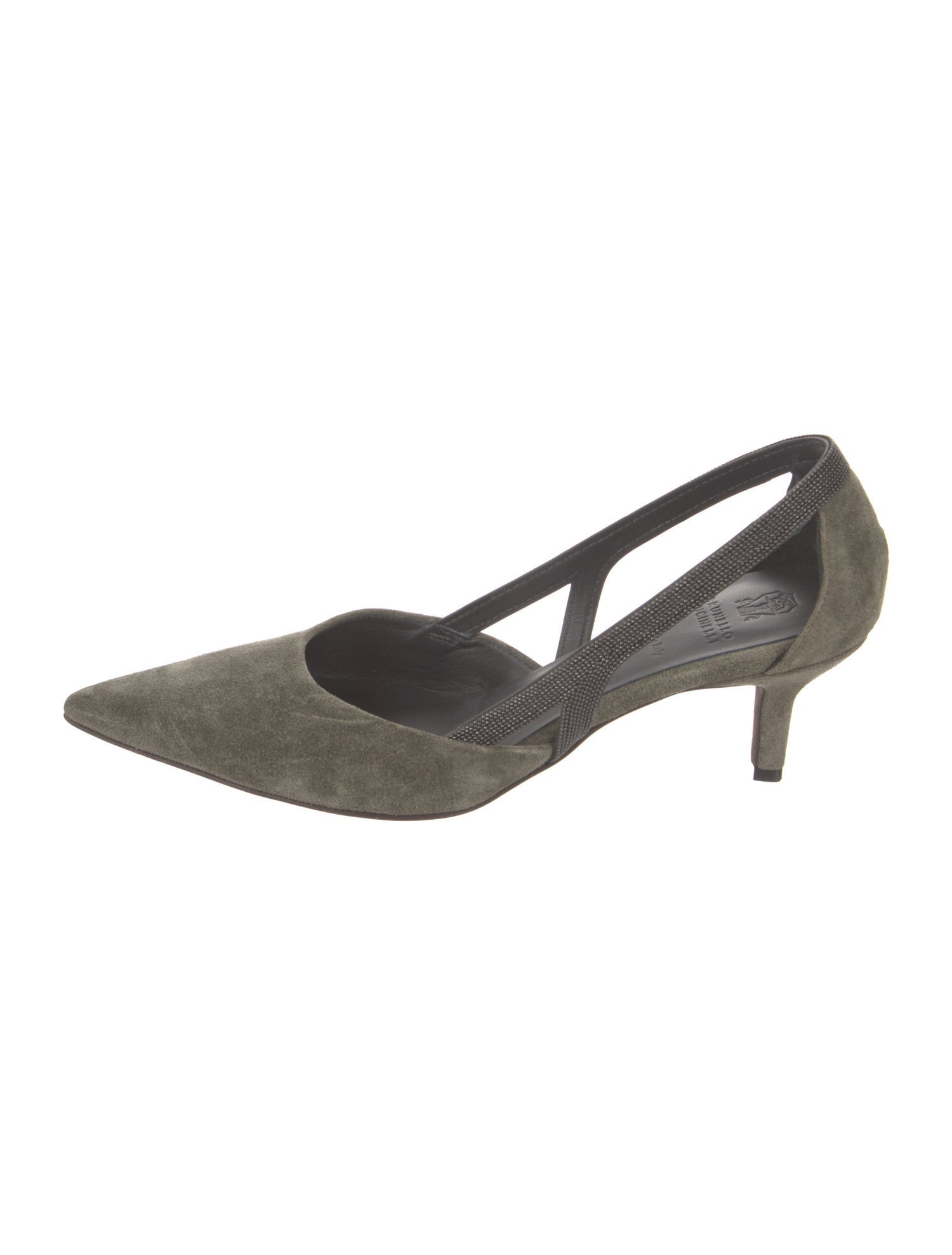 Brunello Cucinelli Monili Suede Slingback Pumps