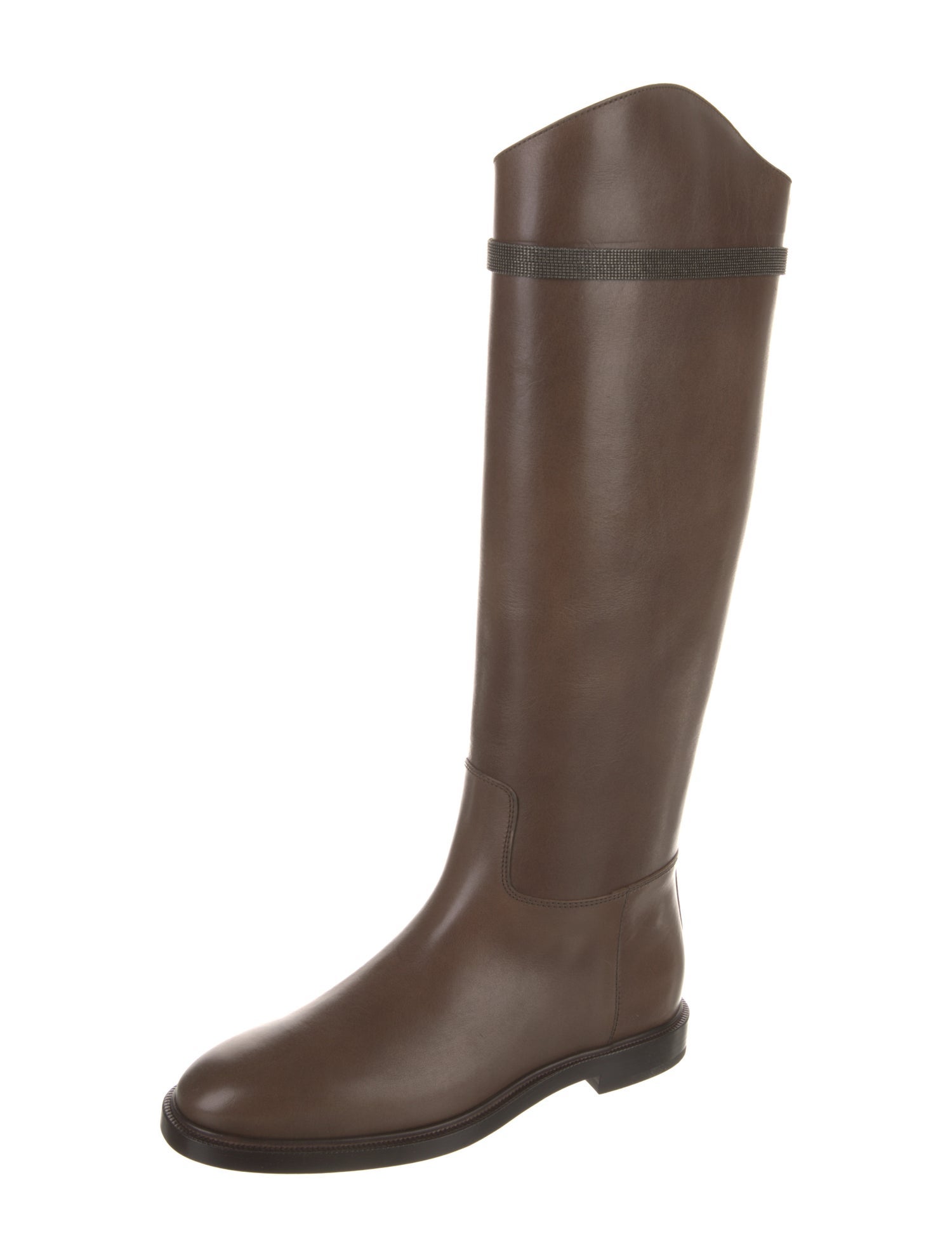 Brunello Cucinelli Monili Leather Riding Boots